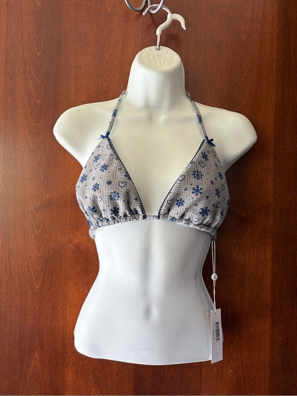 New Frankie’s Bikinis Tia Waffle Triangle Bikini Top Large